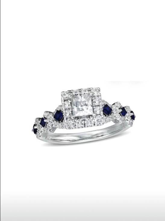 Zales Jewelry - Vera Wang 1 CT. T.W. Diamond and Blue Sapphire Ring